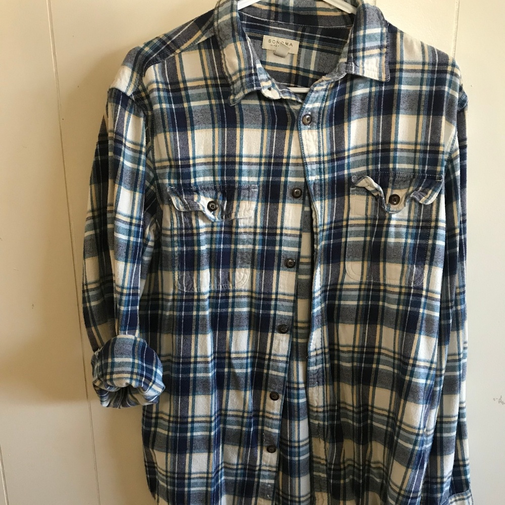 Blue and Yellow Plaid Shirt